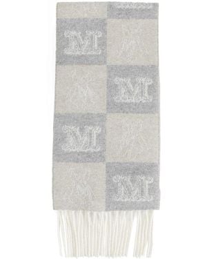 Max Mara Geruite Monogram Kasjmieren Sjaal - Grijs