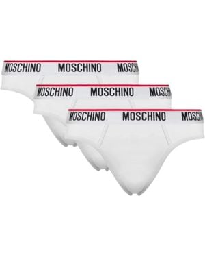 Moschino 3Er-Pack Slips Mit Logo-Bund - Weiß