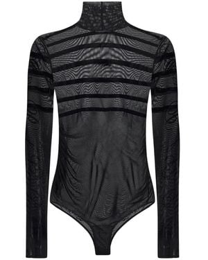 Jean Paul Gaultier Schwarzer rollkragen langarm-body