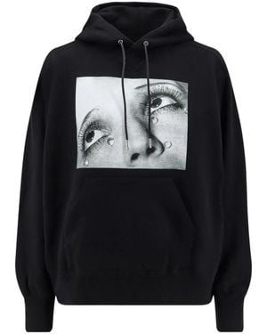 Sacai Schwarzer Hoodie Mit Front- Und Rückendruck