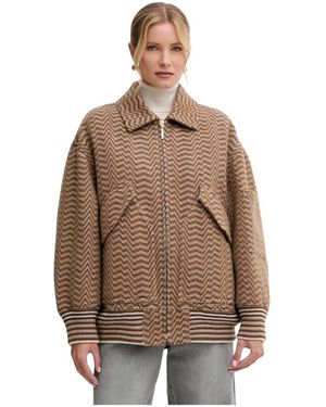 Missoni Bomberjack Met Onregelmatig Visgraatpatroon - Bruin