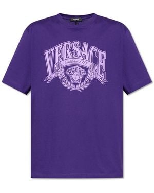 Versace T-Shirt Met Print - Paars