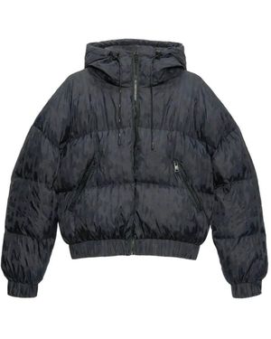 MSGM Jassen ,Zwart ,Nylon Nylon Jacquard Jas - Grijs