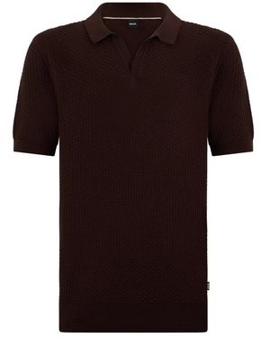 HUGO Tops ,Bruin ,Katoen Katoen Bewerkte Polo - Zwart