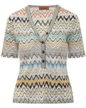 Missoni Truien & Vesten ,Veelkleurig ,Kort Mouw V-Hals - Grijs