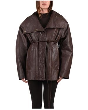 Sportmax Jassen ,Bruin ,Leer Leren Jas
