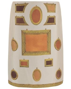 Versace Rokken ,Veelkleurig ,Leer Printed Silk Twill Pencil Rok - Metallic