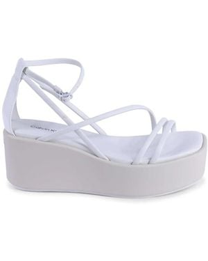 Calvin Klein Weiße Multistrap Keilsandalen