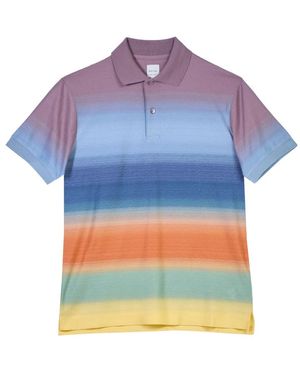 Paul Smith Gestreiftes Baumwoll-Poloshirt - Blau