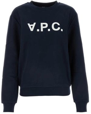 A.P.C. Maglione in cotone blu navy tessuto jersey