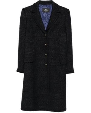 Etro Single-Breasted Coats - Negro