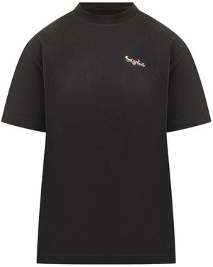 Off-White c/o Virgil Abloh Arrow Glass Flower Cotton Logo T-Shirt - Black