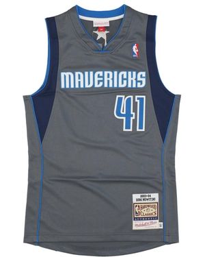 Mitchell & Ness Tops ,Grijs ,Polyester Basketbal Tanktop Nba Alternate Jersey 2003 Nr. 41 Dirk Nowitzki - Blauw