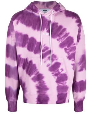 MSGM Felpa Con Cappuccio Fantasia Tie E Die - Paars