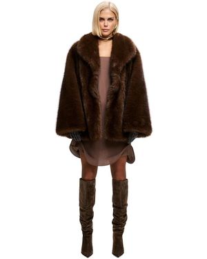 CESARE GASPARI Jassen ,Bruin ,Polyester Faux Fur Shearling Jassen
