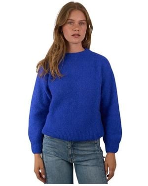 Dixie Truien & Vesten ,Blauw ,Wol Grofgebreide Trui