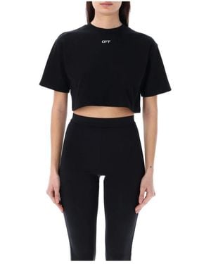Off-White c/o Virgil Abloh Cropped T-Shirt With Logo - Black
