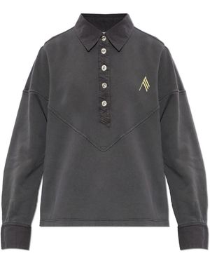 The Attico Tops ,Grijs ,Katoen Oversized Long-Sleeve Polo Shirt