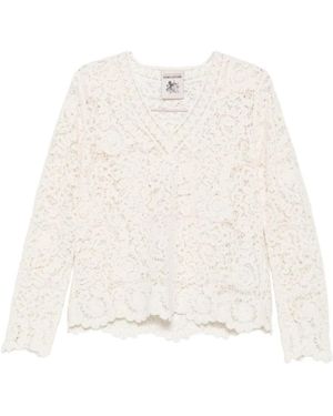 Semicouture V-Neck Knitwear - Blanc
