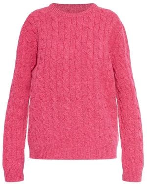 Valentino Pullover Mit Zopfmuster Und Rundhalsausschnitt - Pink