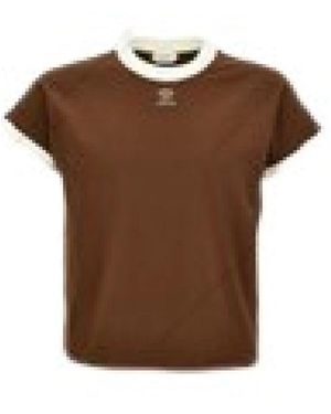 Versace Slim T-Shirt Van Stretch Katoen-Jersey Met Geborduurd Logo - Bruin