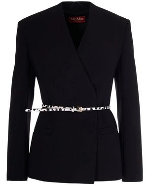 Max Mara Jassen ,Zwart ,Leer Quinoa Jacket