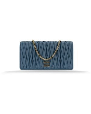Miu Miu Leren Schoudertas Met Magnetische Sluiting - Blauw