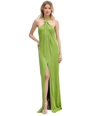 retroféte Becs Halter Maxi Jurk - Groen