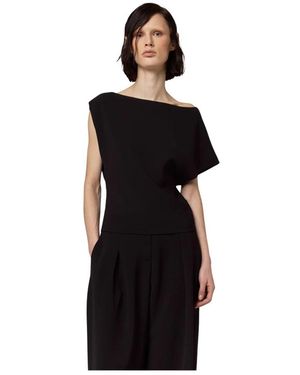 Alpha Studio Asymmetrische Kimono Blouse - Zwart