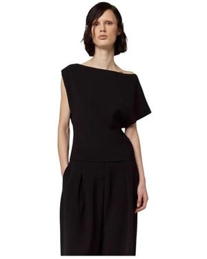 Alpha Studio Asymmetrische Kimono Blouse - Zwart