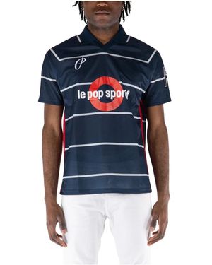 Pop Trading Co. Gestreiftes Sportliches T-Shirt - Blau