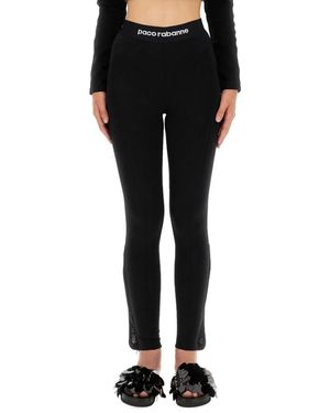 Rabanne Leggings con logo per donne - Nero