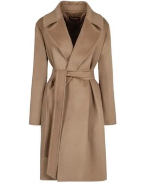 Max Mara Geklede Mantel Met Riem - Naturel