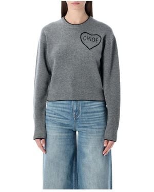 Chloé Round-Neck Knitwear - Gray