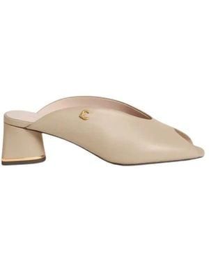 Coccinelle Heeled Mules - Natural