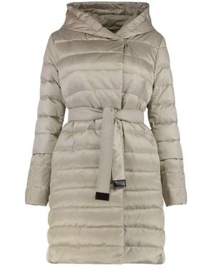 Max Mara Jassen ,Leer Novef Midi Gewatteerde Jas - Grijs