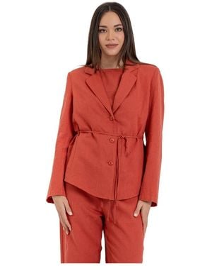 Kocca Tailored Blazer Met Riem - Rood