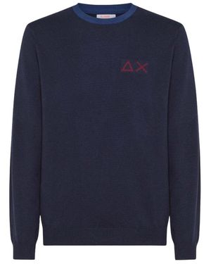 Sun 68 Ronde Hals Gebreid - Blauw