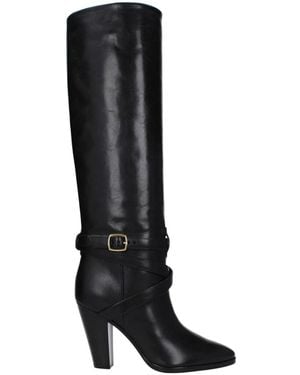 Celine Schwarze Leder High Heel Stiefel
