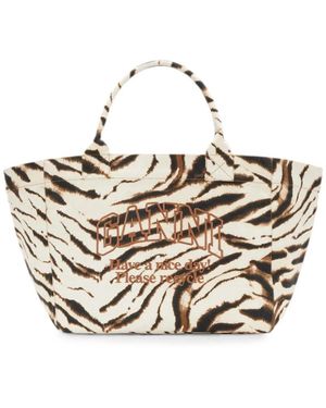 Ganni Kleine Easy Pony Print Shopper - Mettallic