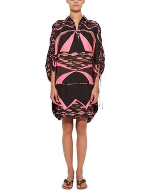 PUCCI Kleedjes ,Veelkleurig ,Dune Print Silk Kaftan - Rood