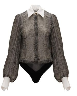 Elisabetta Franchi Tops ,Zwart ,Bodysuit - Grijs