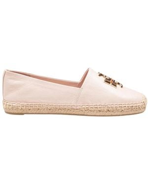 Tory Burch Schoenen ,Roze ,Leer Roze Leren Espadrilles Metalen T-Plaat