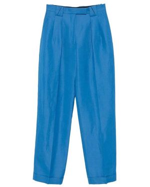 Versace Broeken ,Blauw ,Leer Wide Broeken