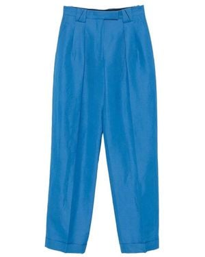 Versace Broeken ,Blauw ,Leer Wide Broeken