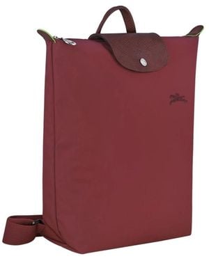 Longchamp Burgunderfarbener Rucksack Mit Druckknopf - Rot