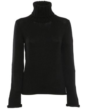 Zanone Merino Wol Trui Dolcevita Stijl - Zwart