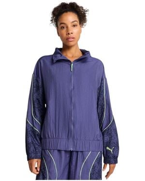 PUMA Jassen ,Blauw ,Blauwe Lace-Up Track Jacket