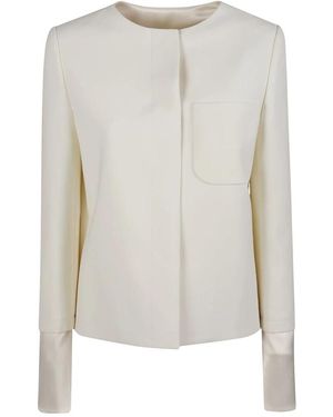 Courreges Jassen ,Wit ,Wol Satin Details Tailored Jacket