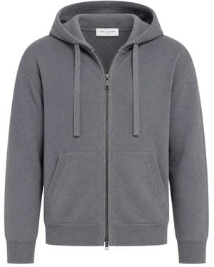 Paolo Pecora Hoodies & Sweatvesten ,Grijs ,Katoen Hooded Zip Sweater